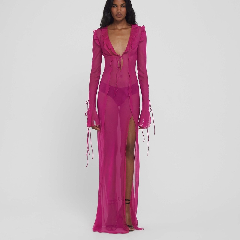 Rat & Boa Hot Pink Sheer Maxi Dress